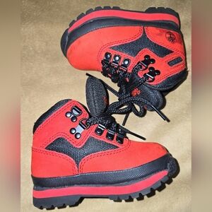 Timberland Euro Toddler Red & Black Leather Hiking Boots Size 6 Toddler